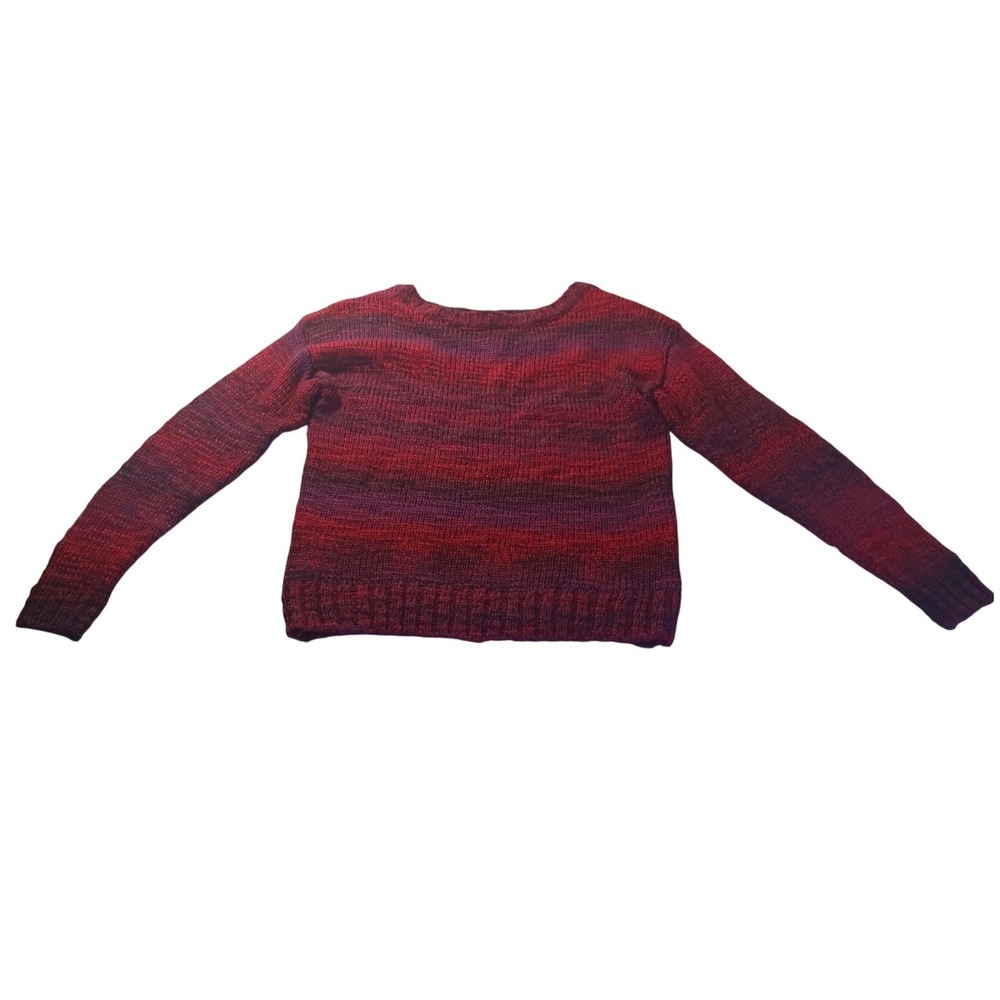 Chaps Space Dye Ombre Sweater Womens Medium Burgundy Red Wool Blend Cozy Casual